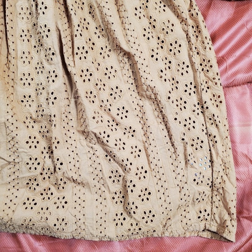 Madewell Eyelet Women‎ Medium Double Tie Peasant Top Long Sleeve Boho True Brown - Picture 9 of 14